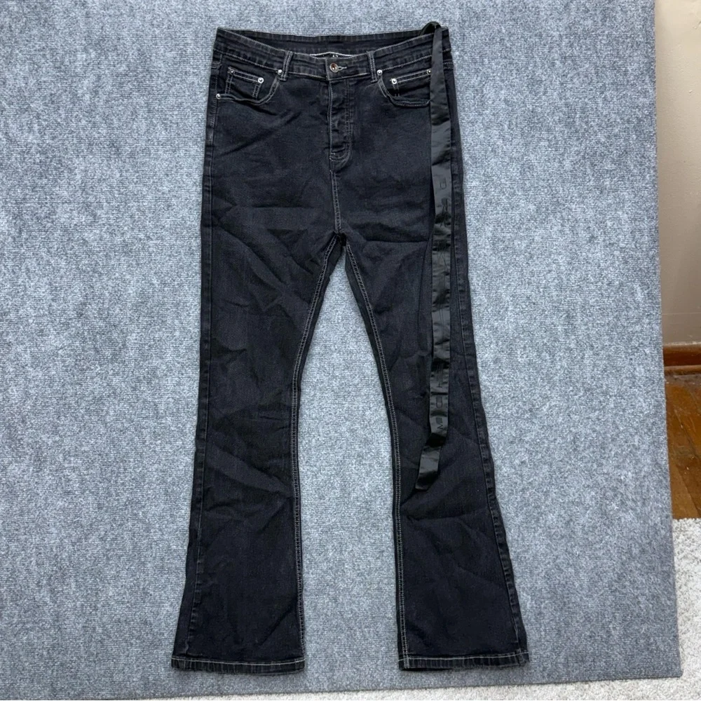 Rick Owens DRKSHDW Detroit Cut black buttonfly jeans men's size 32x31 distressed - Picture 9 of 14